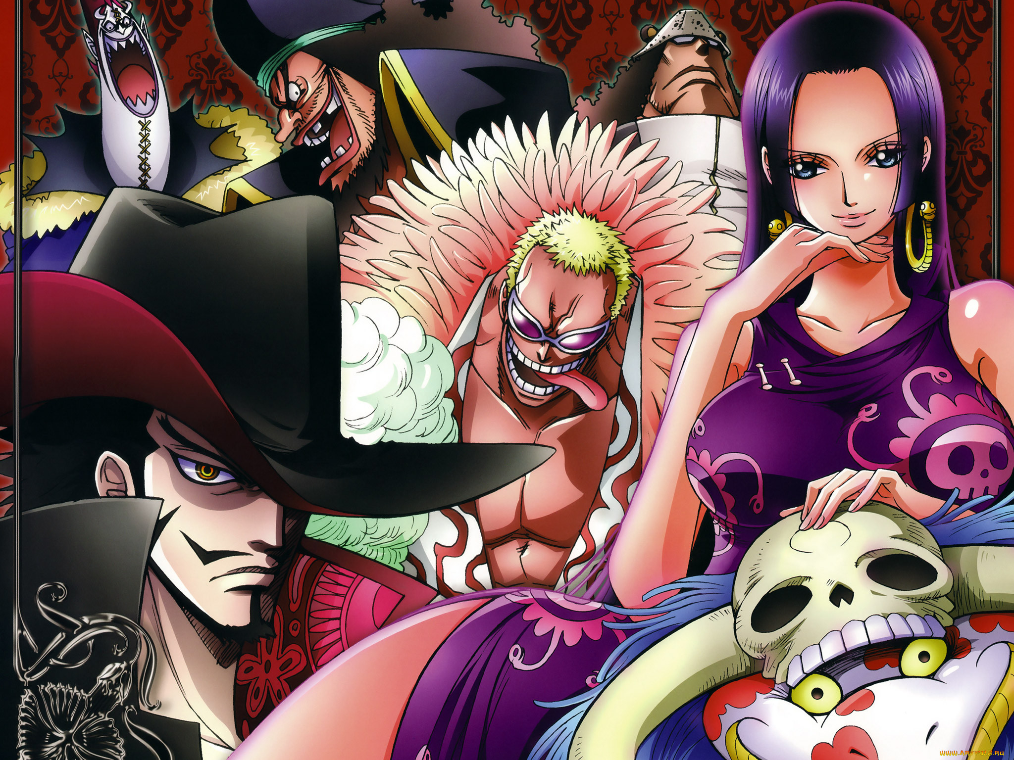 , one, piece, boa, hancock, donquixote, doflamingo, dracule, mihawk, gecko, moria, bartholomew, kuma, marshall, d, teach